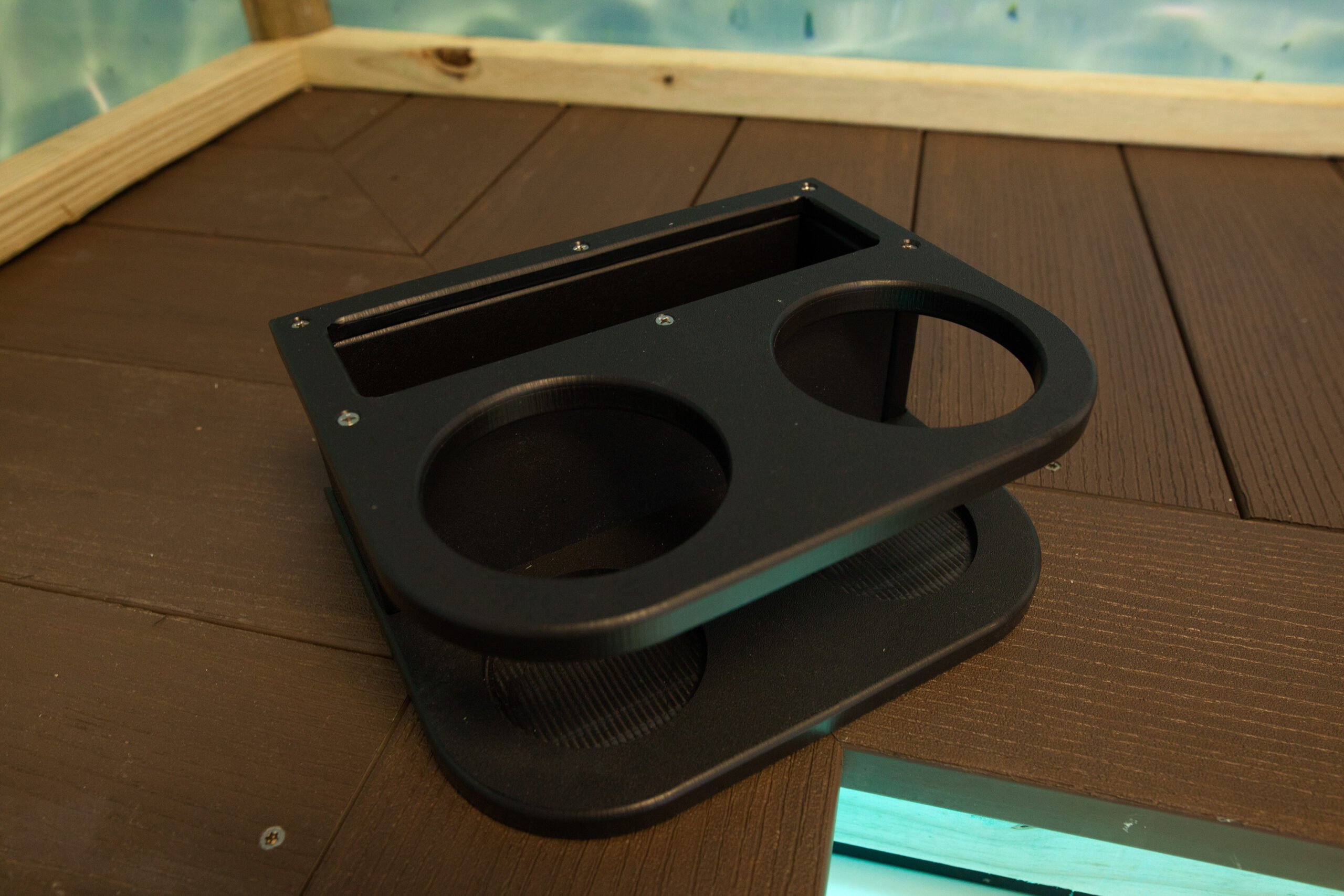 yeti cup holder, boating cup holder, double cup holder with storage